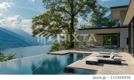 Lakeside Villa Infinity Pool Luxury. Lakeside Villa Infinity Pool Luxury. 131956936