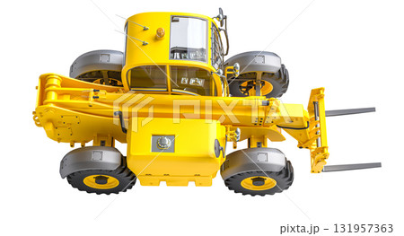 3d Yellow telehandler machine transparent background 3d Yellow telehandler machine transparent background 131957363