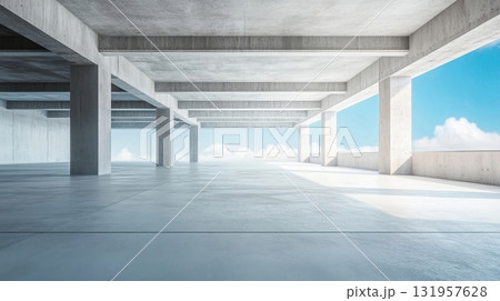 Open Air Concrete Structure Sky View. Open Air Concrete Structure Sky View. 131957628