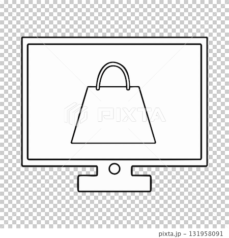 Minimalist Outline Online Shopping Screen Illustration 131958091