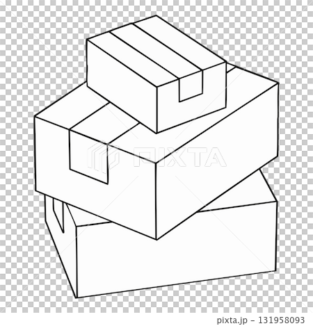 Outline Clip Art: Stack of Cardboard Shipping Boxes 131958093