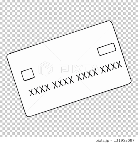 Minimalist Outline Credit Card Illustration on Transparent Background 131958097