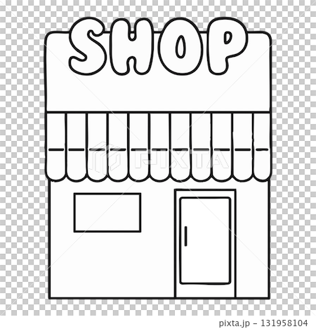 Minimalist Outline Clip Art: Simple Store Front 131958104