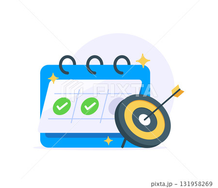 goal tracking with calendar, check mark, and target dartboard. for productivity apps, habit tracker, personal growth goal tracking with calendar, check mark, and target dartboard. for productivity apps, habit tracker, personal growth 131958269