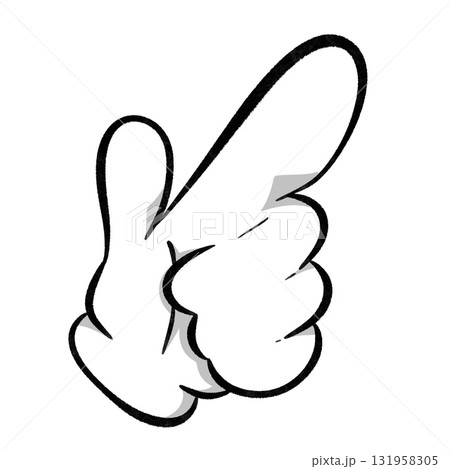 ハンドサイン素材｜斜め指さしポーズ 131958305