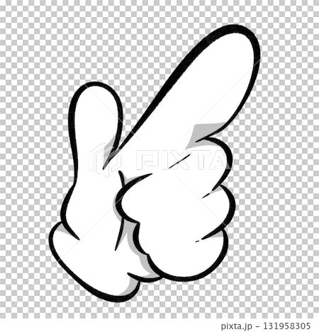 ハンドサイン素材｜斜め指さしポーズ 131958305