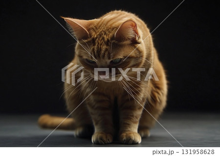 Ginger Cat Calmly Bows Its Head in Soft Shadows Generative AI Ginger Cat Calmly Bows Its Head in Soft Shadows Generative AI 131958628