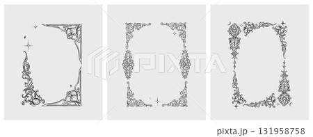Hand drawn vector abstract outline,graphic,line vintage baroque ornament floral frame in calligraphic elegant modern style.Baroque floral vintage outline design concept.Vector antique frame isolated. Hand drawn vector abstract outline,graphic,line vintage baroque ornament floral frame in calligraphic elegant modern style.Baroque floral vintage outline design concept.Vector antique frame isolated. 131958758