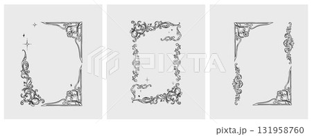 Hand drawn vector abstract outline,graphic,line vintage baroque ornament floral frame in calligraphic elegant modern style.Baroque floral vintage outline design concept.Vector antique frame isolated. Hand drawn vector abstract outline,graphic,line vintage baroque ornament floral frame in calligraphic elegant modern style.Baroque floral vintage outline design concept.Vector antique frame isolated. 131958760