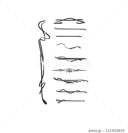 Hand drawn vector abstract outline,graphic,line vintage art nouveau ornament floral frame in calligraphic elegant modern style.Ornate floral vintage outline design concept.Vector frame elements set. 131958835