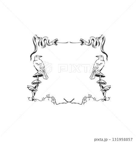 Hand drawn abstract vector graphic illustration border frame with stylized line halloween autumn design set.Trendy modern doodle sketch halloween drawing concept.Vector line nature sketch symbol. 131958857