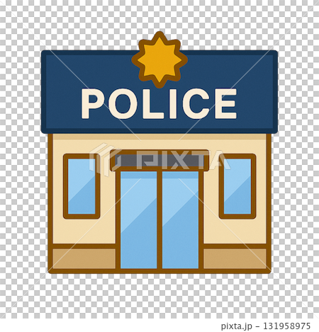 簡單、扁平、易用的警察崗亭插圖 131958975