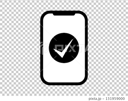 Monotone smartphone and check mark icon 131959000