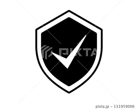 チェックマークと盾のアイコン　モノトーン 131959006