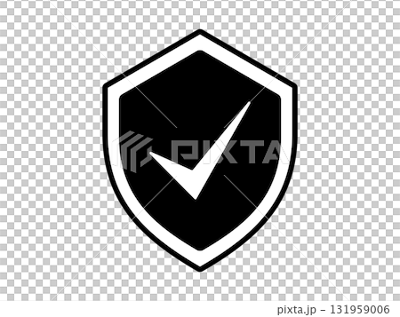 チェックマークと盾のアイコン　モノトーン 131959006