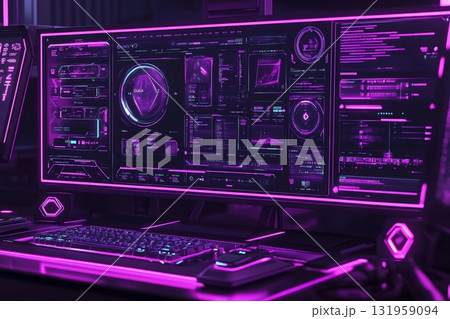 Dynamic Plum Interface Showcasing Advanced Technology and Streamlined Design Generative AI 131959094