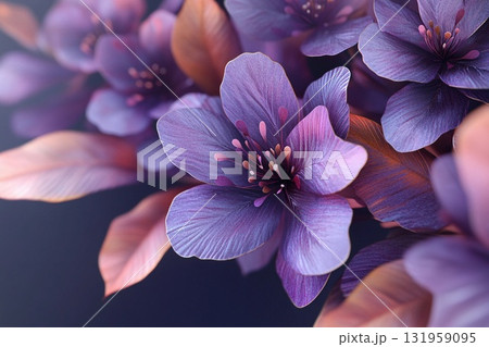 Elegant Floral Ornament Showcasing Delicate Plum Petals in Soft Hues Generative AI 131959095