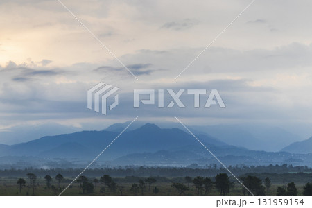 Landscape shot of the mountains at the dusk 131959154