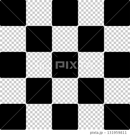 Black and white checkered pattern with slightly rounded corners, 25 squares Black and white checkered pattern with slightly rounded corners, 25 squares 131959811