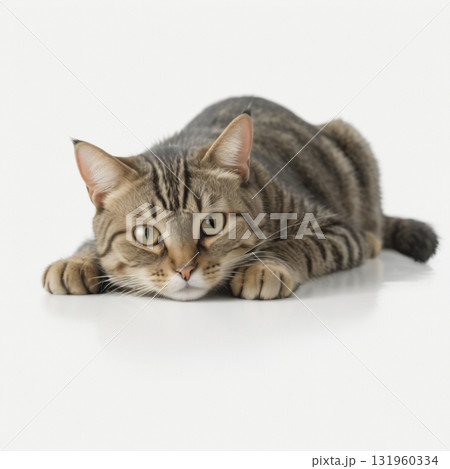 寝そべっているキジトラ猫 寝そべっているキジトラ猫 131960334