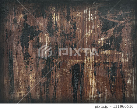 Distressed wooden surface showing grunge paint texture 131960516