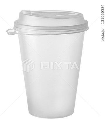 Plastic disposable takeaway cup with transparent background 131960584
