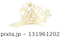 Golden crocus flowers line art isolated on white background. Luxury crocus floral design elements for invitation, wedding, wallpaper, print template, vector illustration 131961202