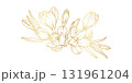 Golden crocus flowers line art isolated on white background. Luxury crocus floral design elements for invitation, wedding, wallpaper, print template, vector illustration 131961204