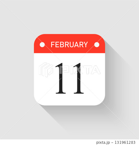 Vector icon page day calendar - 11 February month Vector icon page day calendar - 11 February month 131961283
