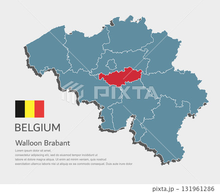 Vector map of Belgium - Walloon Brabant Province 131961286