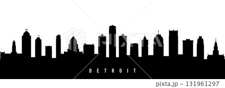 Vector silhouette illustration of Detroit City urban skyline. 131961297