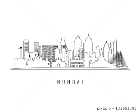 Detailed Mumbai skyline vector illustration. 131961303
