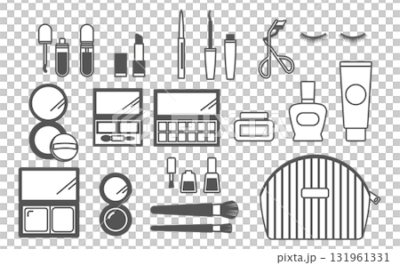 平面插圖：化妝品套裝（輪廓） 131961331