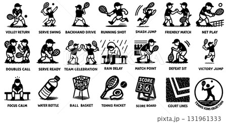 テニスアイコンセット、TENNIS ICONS COLLECTION テニスアイコンセット、TENNIS ICONS COLLECTION 131961333