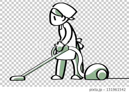 A woman cleaning a vacuum cleaner A woman cleaning a vacuum cleaner 131961542