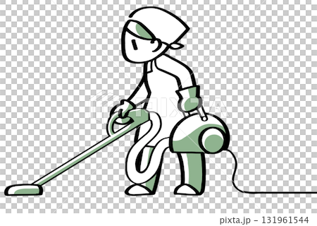 A woman cleaning a vacuum cleaner A woman cleaning a vacuum cleaner 131961544