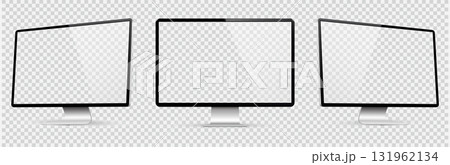 Isolated desktop pc monitor mockup without background with blank screen Isolated desktop pc monitor mockup without background with blank screen 131962134