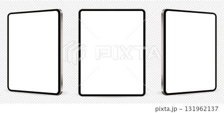 Realistic tablet mockup on three sides with blank screen 131962137