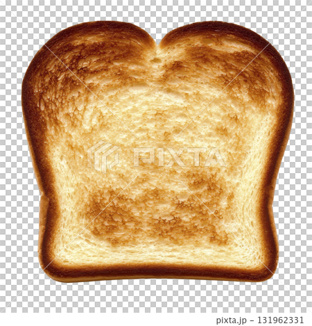 slice of golden brown toast with crispy texture, perfect for breakfast or snack. toasted bread has even, warm hue, highlighting its appetizing appeal slice of golden brown toast with crispy texture, perfect for breakfast or snack. toasted bread has even, warm hue, highlighting its appetizing appeal 131962331