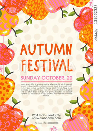 Autumn, Fall, Thanksgiving day backgrounds with leaves and apples. Vector templates poster, invitation, card 131962528