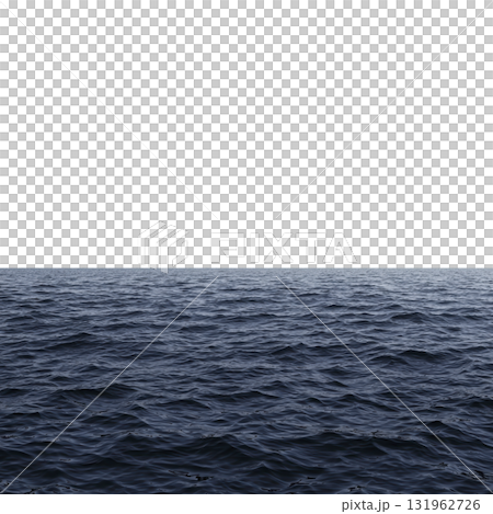 vast, calm ocean stretches under dark sky, creating serene and mysterious atmosphere. water surface is gently rippled, reflecting deep blue hues of sea 131962726