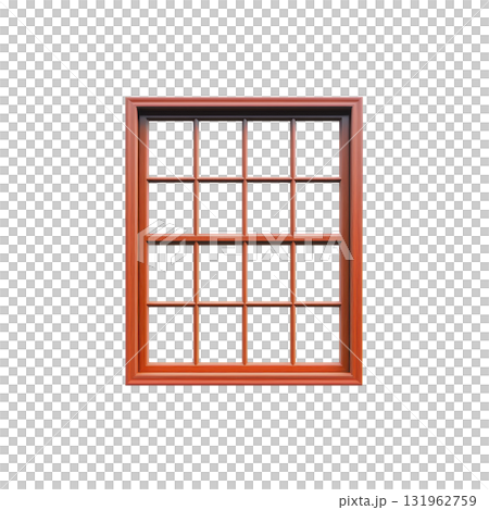 wooden window frame with grid pattern of multiple panes, isolated on transparency background, showcasing classic and elegant design wooden window frame with grid pattern of multiple panes, isolated on transparency background, showcasing classic and elegant design 131962759