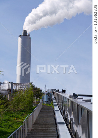 Amager Bakke known as Amager Slope or Copenhill, combined heat and power waste to energy plant with recreational facility, dry ski run and hiking trail, Copenhagen, Denmark Amager Bakke known as Amager Slope or Copenhill, combined heat and power waste to energy plant with recreational facility, dry ski run and hiking trail, Copenhagen, Denmark 131962838