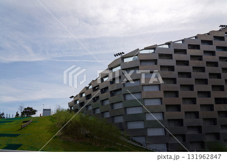 Amager Bakke known as Amager Slope or Copenhill, combined heat and power waste to energy plant with recreational facility, dry ski run and hiking trail, Copenhagen, Denmark Amager Bakke known as Amager Slope or Copenhill, combined heat and power waste to energy plant with recreational facility, dry ski run and hiking trail, Copenhagen, Denmark 131962847