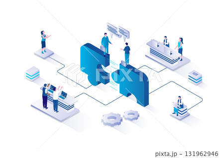Partnership 3d isometric concept with isometry...のイラスト素材 [131962946 ...