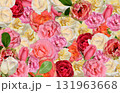 A lush background of a variety of vibrant roses and tulips 131963668