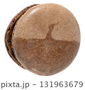 Chocolate macaron on isolated background, close up 131963679