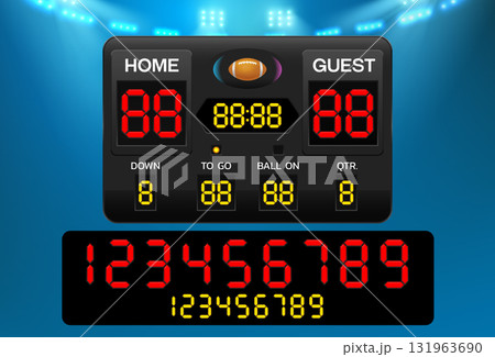 american football digital scoreboard stadium 131963690