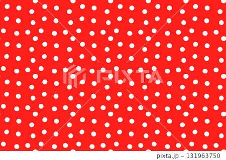 White random polka dots on red background, simple vector seamless pattern for textile and paper designs 131963750