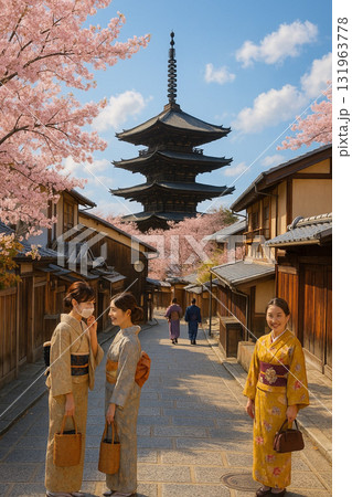 八坂の塔 五重塔 満開の桜 八坂の塔 五重塔 満開の桜 131963778